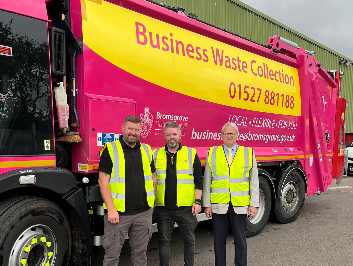 Pink Vehicle Marks Record Year for Business Recycling — Bromsgrove news photo (Bromsgrove District Council)